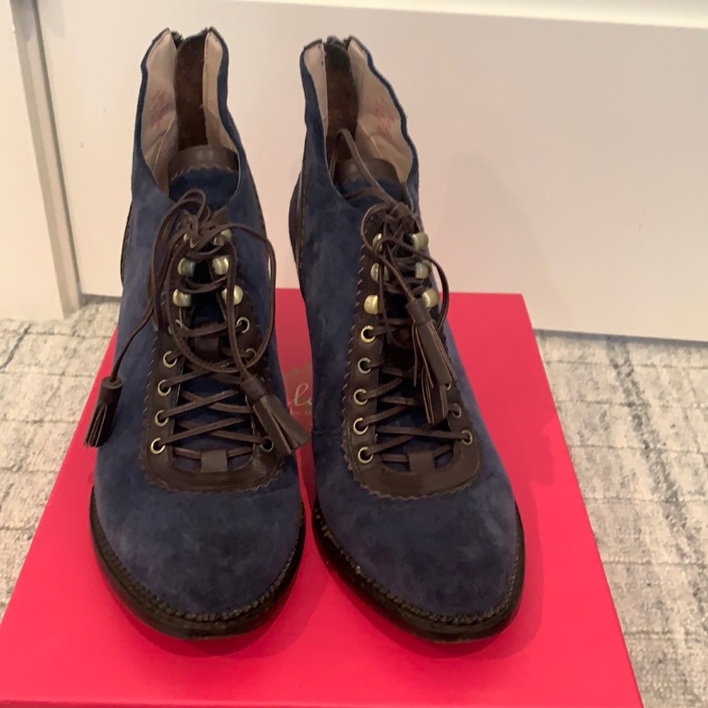 Vintage Blue suede ankle boots